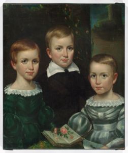 The Dickinson children (Emily on the left), ca. 1840. From the Dickinson Room at Houghton Library, Harvard University