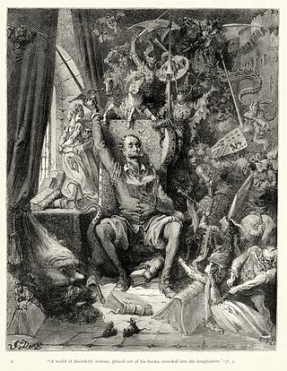 Gustave Doré's first (of about 370) illustrations for Don Quixote.